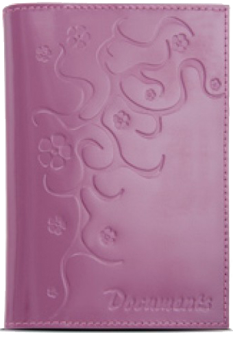 Бумажник водителя кожаный с оттиском "Wild flowers", фиолетовый