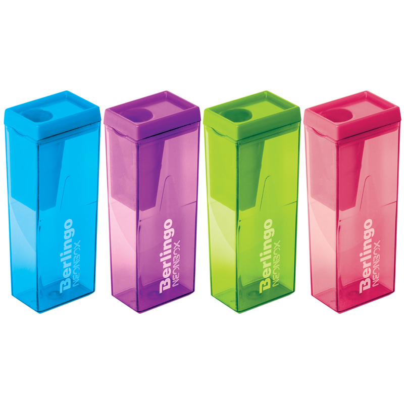 Точилка Berlingo "NeonBox", 1 отверстия, с контейнером, пластик