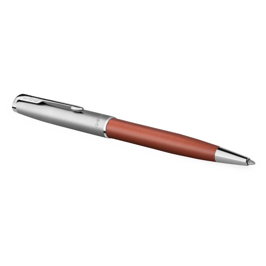 Ручка шариковая Parker "Sonnet" Sand Blasted Metal&Orange Lacquer, черная, 1 мм