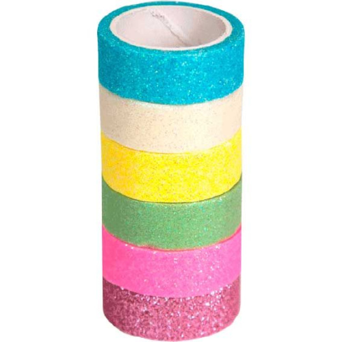 Клейкая лента декоративная deVENTE "Glitter.Pastel" с блестками, 15 ммx2 м, ассорти