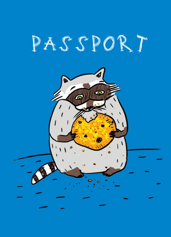Обложка для паспорта "Енот и любимая печенька"