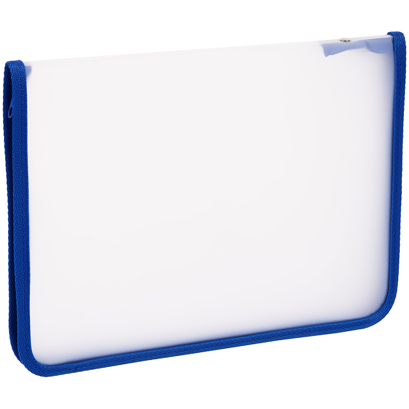 Папка-конверт на молнии А4 OfficeSpace, 450мкм, пластик, прозрачная, синяя
