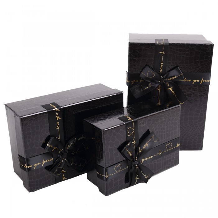 Подарочная коробка "Croco", черная 17х12х6,5 см