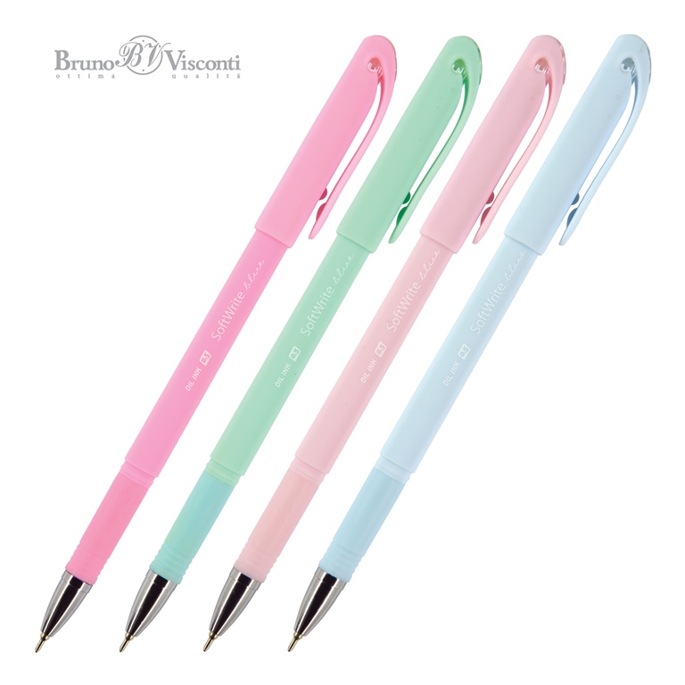 Ручка шариковая Bruno Visconti SoftWrite "Zefir" 0,5 мм, синяя, на масляной основе, пастель ассорти