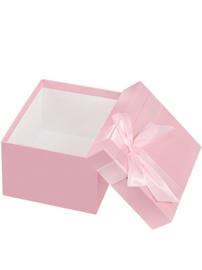 Подарочная коробка "Однотонная розовая с лентой" 23 х 23 х 12 см (11)