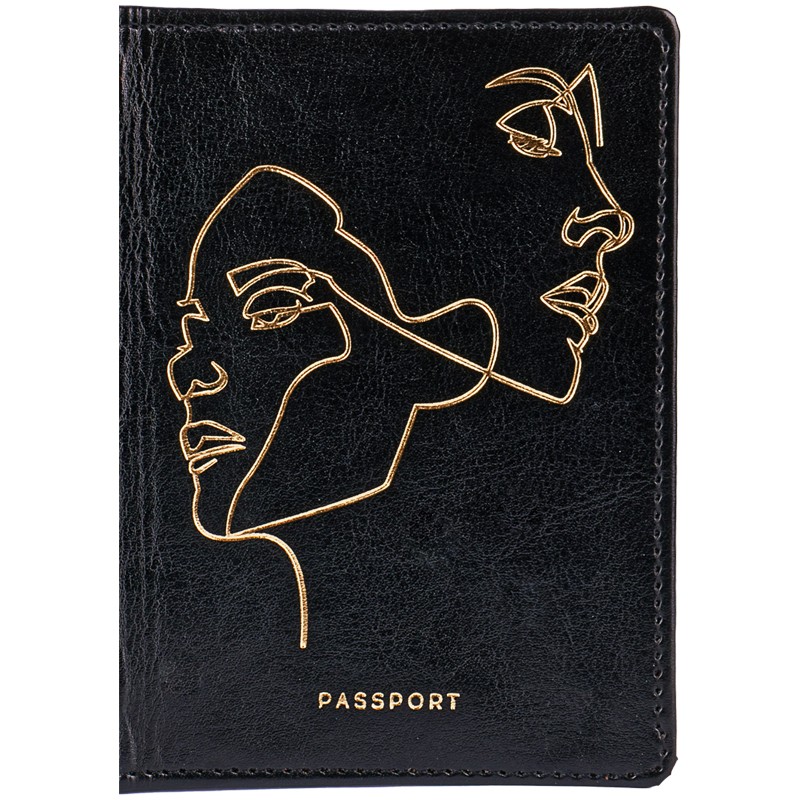 Обложка для паспорта OfficeSpace "Life line", кожзам, черный, тиснение фольгой