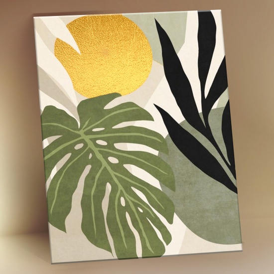 Картина по номерам с поталью "Тропические листья" 15х20 см