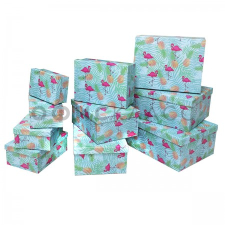 Коробка подарочная, бумага "Фламинго" 24,5х10,5х17,5 см 