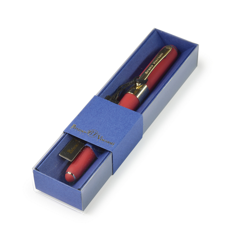 Ручка шариковая Bruno Visconti "MONACO" 0,5 мм синяя, красный корпус, синяя коробка