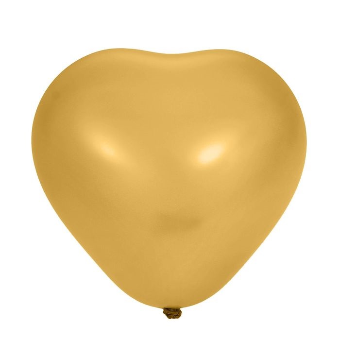 Шар воздушный 40 см "Сердце", золотое, металл, 1 шт.