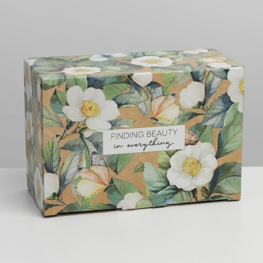 Коробка‒пенал «Цветы», 22 × 15 × 10 см 