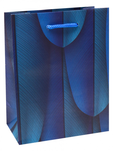 Пакет подарочный 11,5x14,5x6 см "Синие перья" с матовой ламинацией