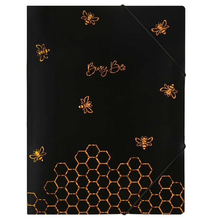 Папка-конверт на резинке А4 "Busy Bee", голография, черная