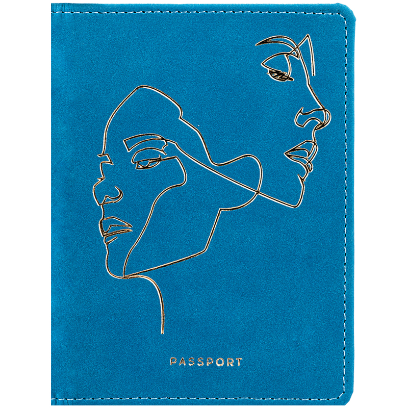 Обложка для паспорта OfficeSpace "Life line", кожзам, бирюза, тиснение фольгой