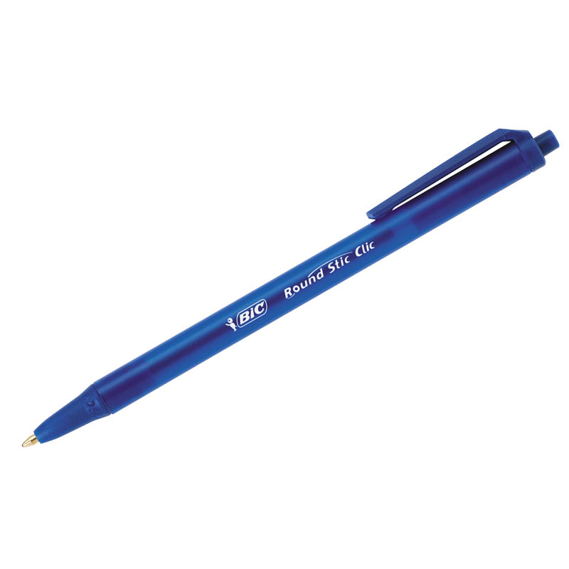 Ручка шариковая автоматическая BIC "Round Stic Clic" 1 мм синяя 