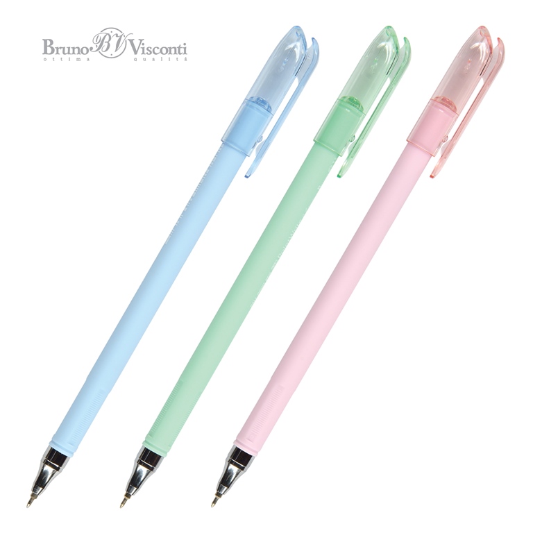 Ручка шариковая Bruno Visconti "Zefir"  0,38 мм, синяя, корпус пастель 3 цвета