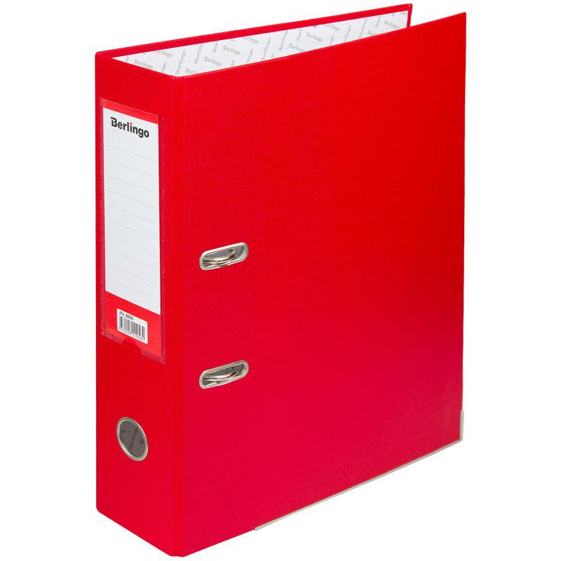 Папка-регистратор Berlingo "Hyper", 80 мм, бумвинил (металлическая окантовка), красная