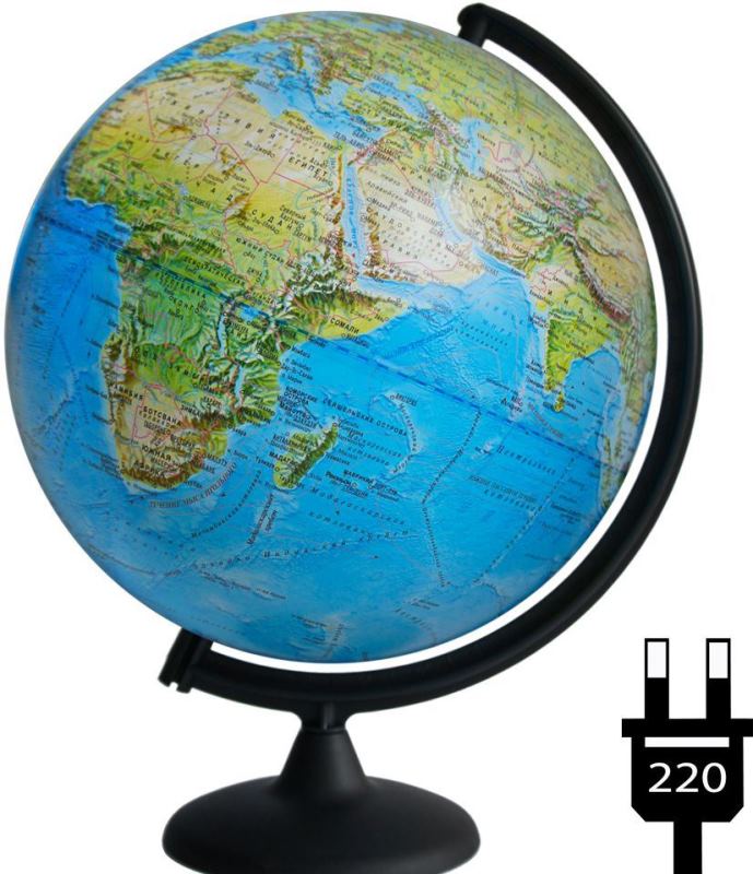 Глобус физико-политический 320 мм, с подсветкой, на круглой подставке