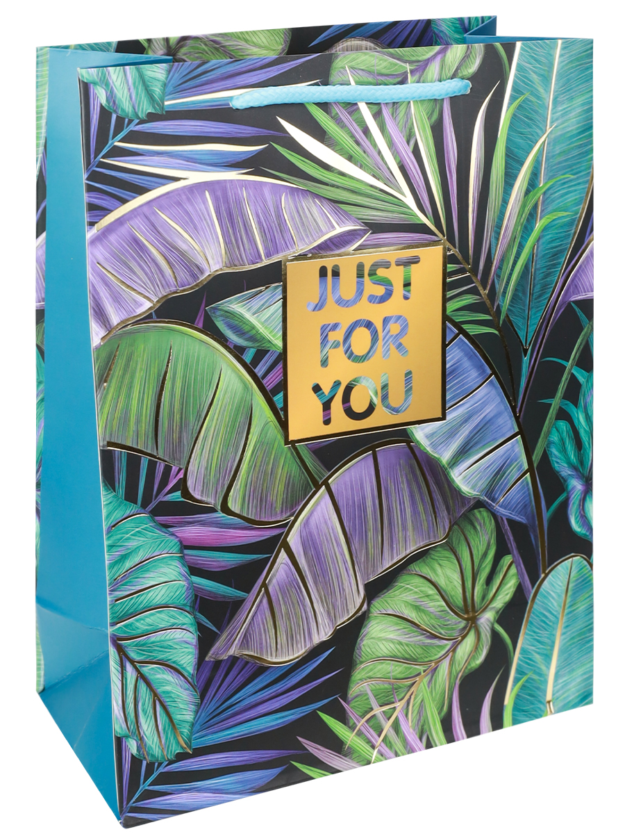 Пакет подарочный 26х32х12 см "Тропический рай", синий