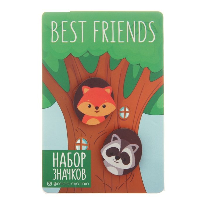 Значок на подложке "Best friends", 8х12 см