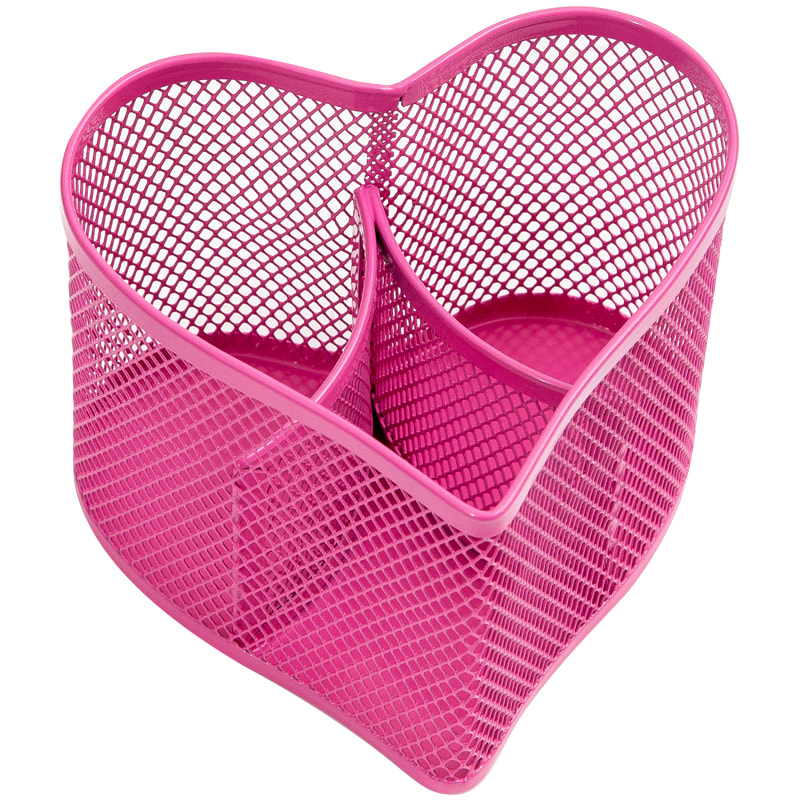 Подставка-стакан Berlingo "Steel&Style", металлическая, в форме сердца, розовая