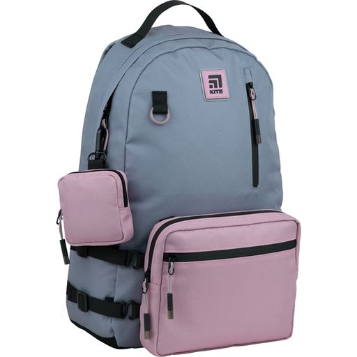 Рюкзак Kite "Education teens", съемная поясная сумка, серо-розовый