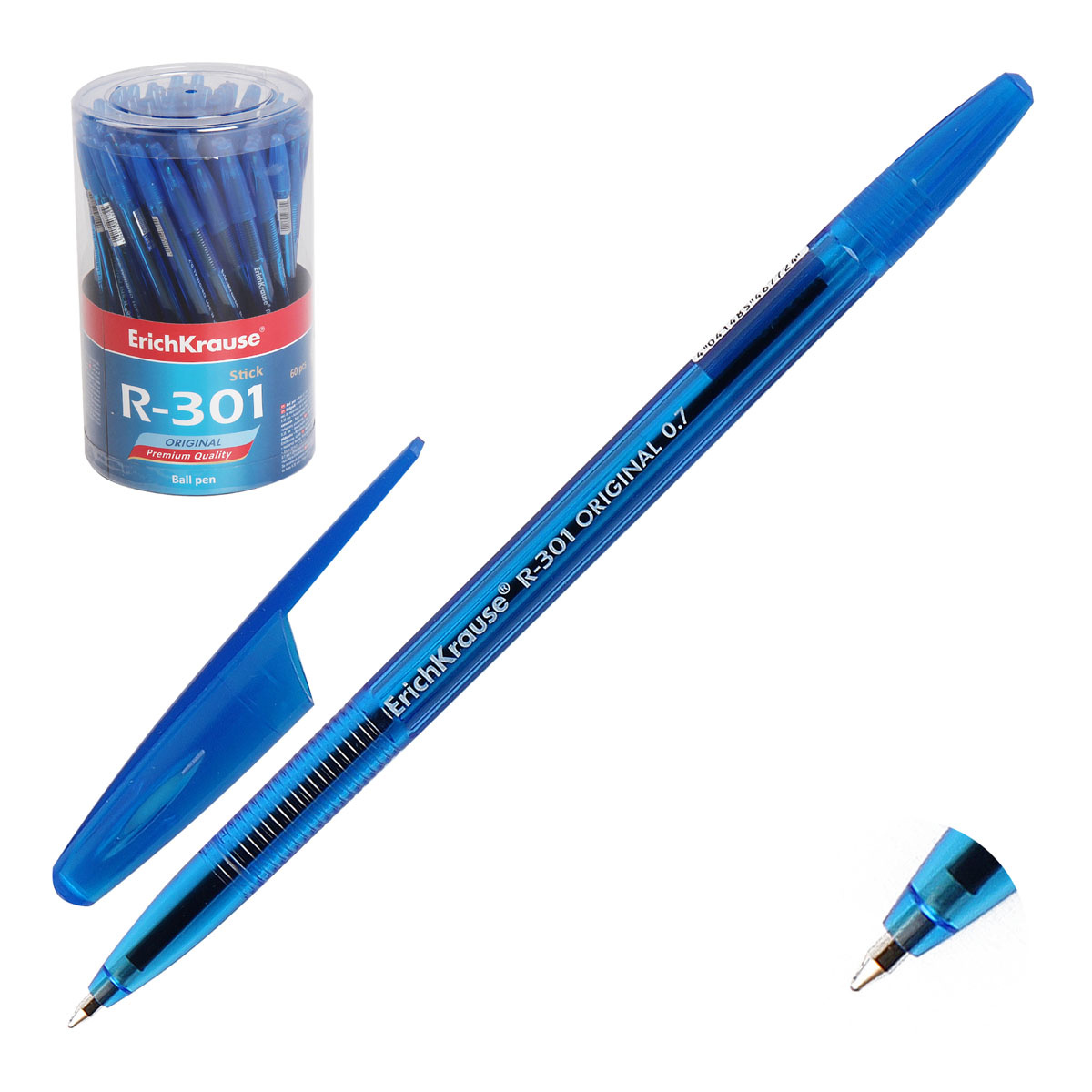 Ручка шариковая Erich Krause "R-301 Original Stick" синяя, 0,7мм