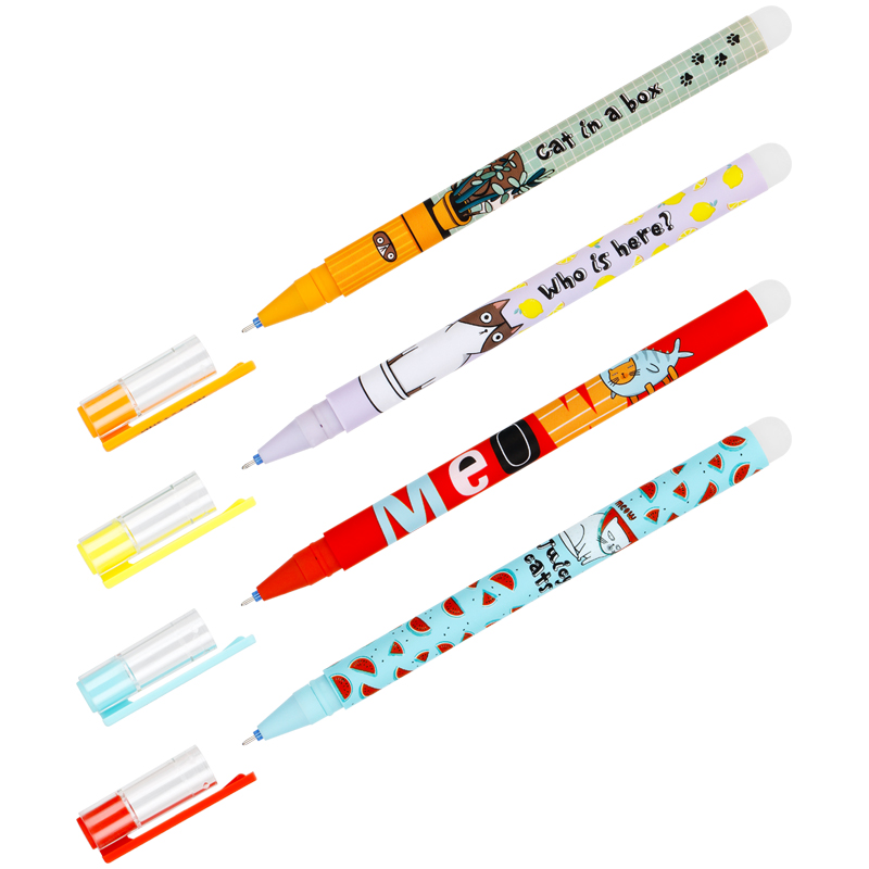 Ручка гелевая MESHU "Juicy cats" пиши-стирай, синяя, 0,5 мм, ассорти