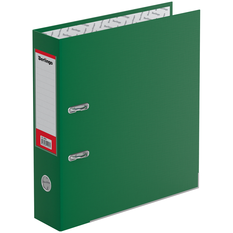 Папка-регистратор Berlingo "Hyper", 80 мм, бумвинил (металлическая окантовка), зеленая