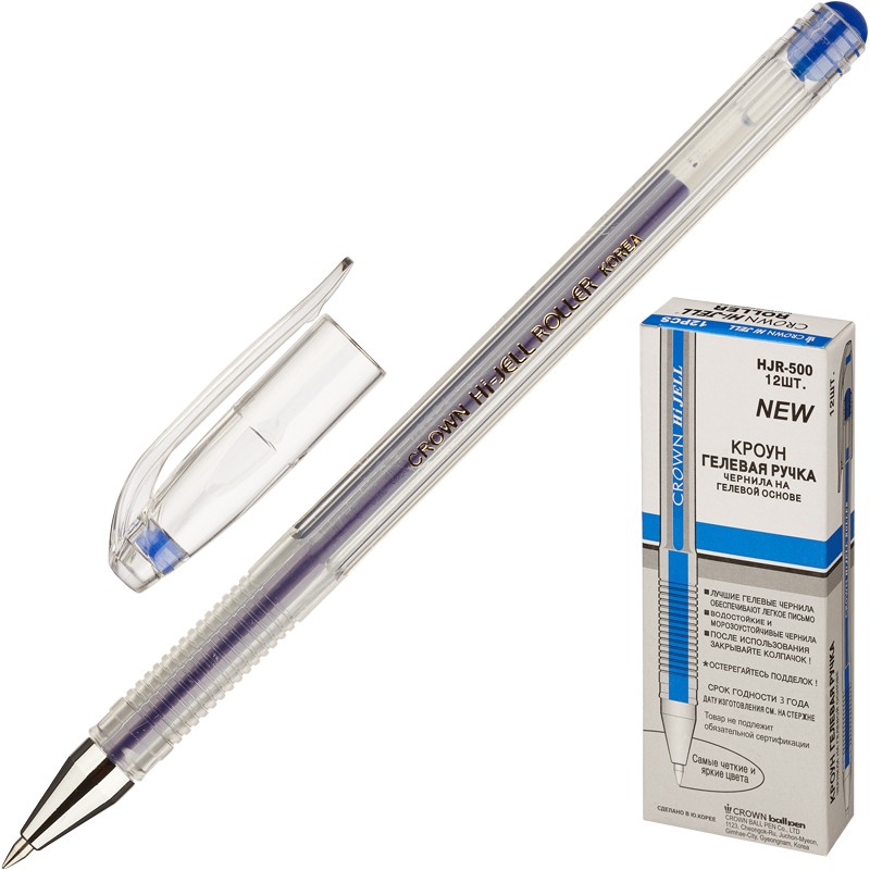 Ручка гелевая Crown 0,5 мм, синяя