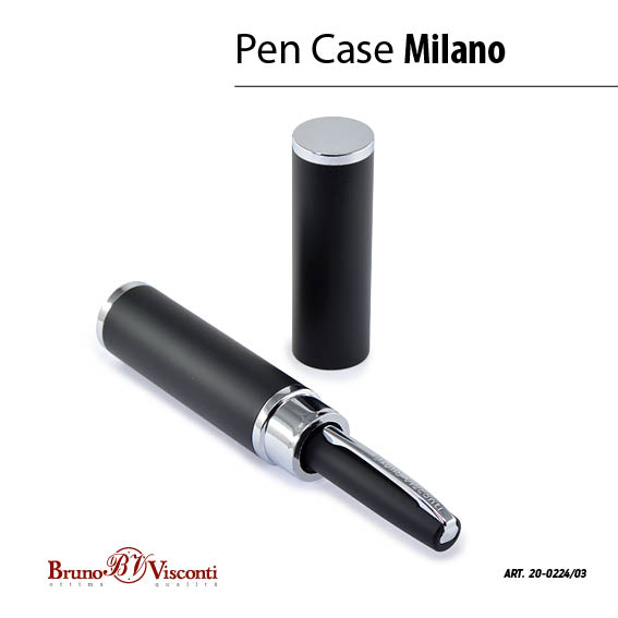 Ручка шариковая Bruno Visconti "MILANO" 1,0 мм синяя, черный корпус, серый металлический тубус