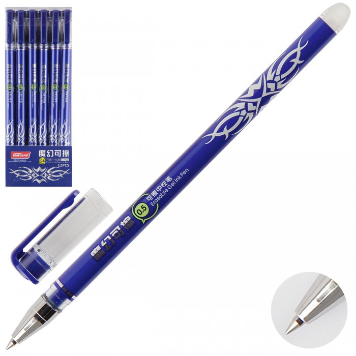 Ручка гелевая "TENFON" 0,5 мм пиши-стирай, синяя