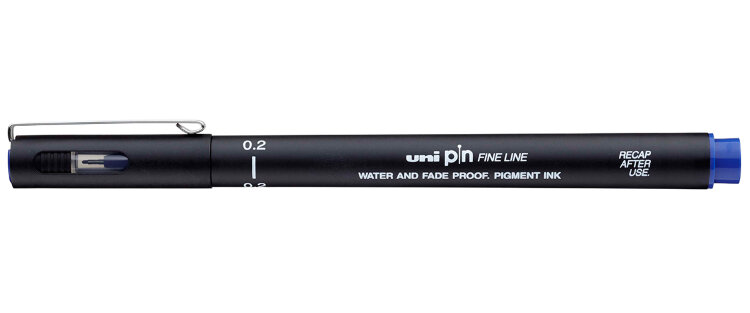 Линер UNI Pin синий, 0,2 мм