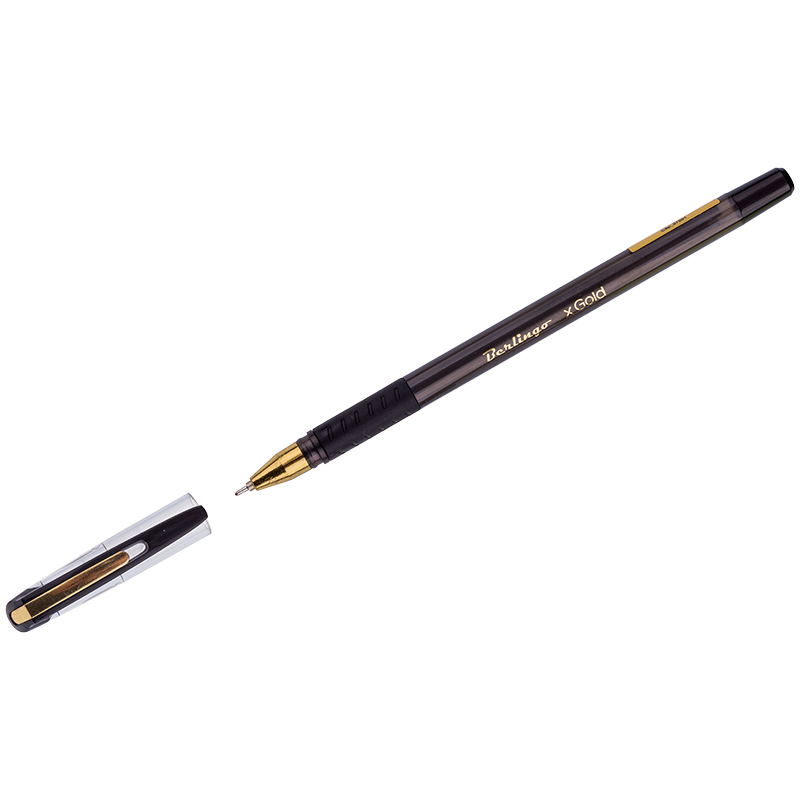Ручка шариковая Berlingo "xGold" 0,7 мм, грип, черная, игольчатый стержень
