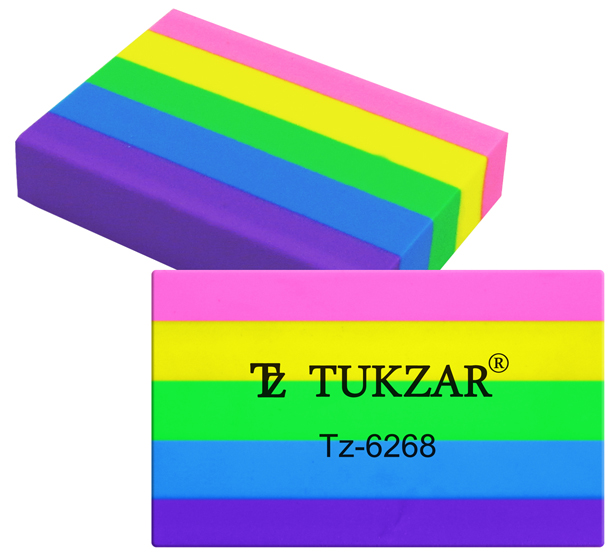 Ластик Tukzar "Rainbow", 4,5х3х1см, прямоугольный в полоску