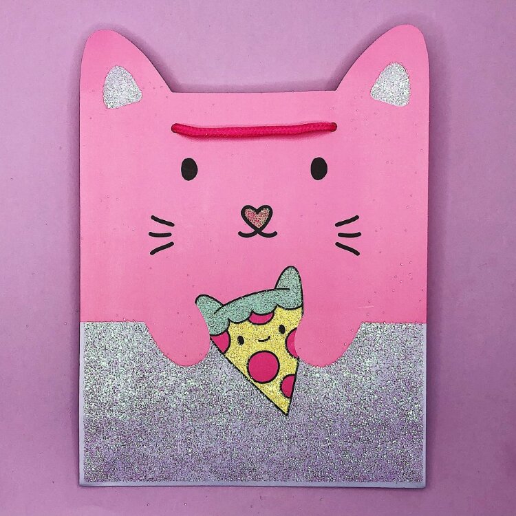 Пакет подарочный 24х21х8 см "Cat with pizza"