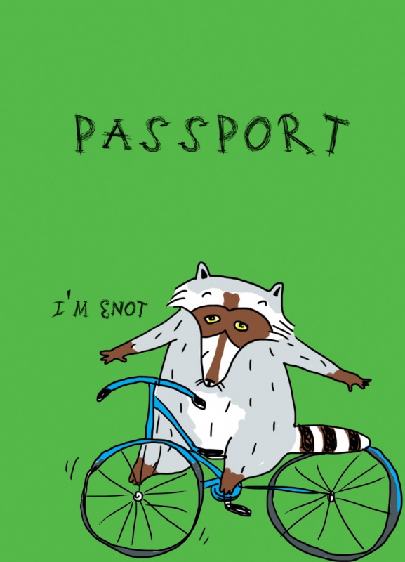 Обложка для паспорта "Енот на колесах"