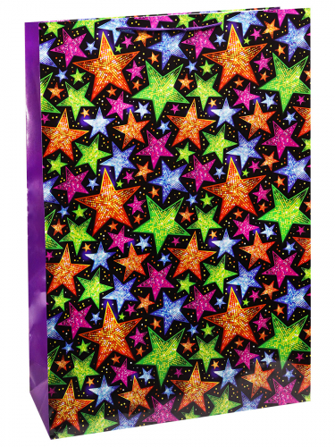 Пакет подарочный 50х72х16 см "Яркие звёзды", с глянцевой ламинацией