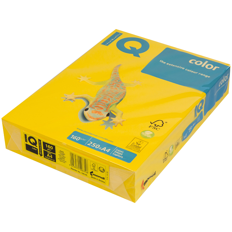 Бумага "IQ Color INTENSIVE" А4,  160 г/м, 250 л., ярко-жёлтый