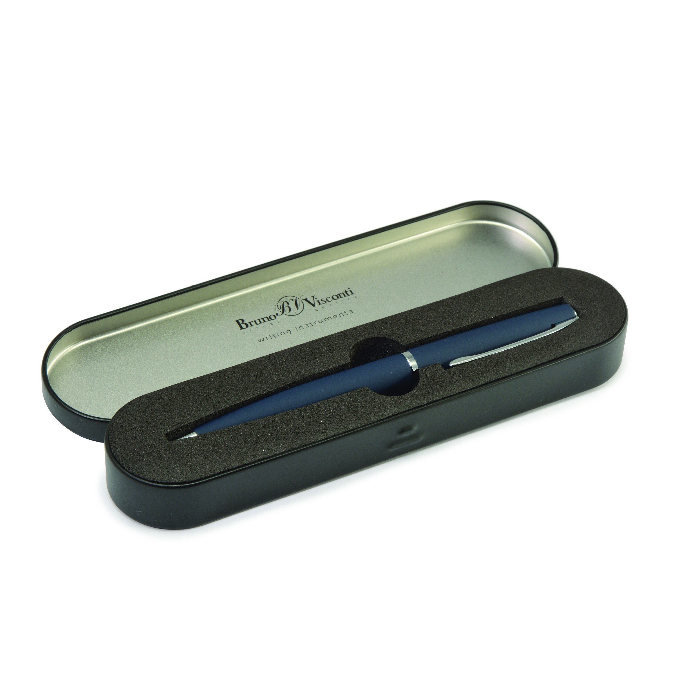 Ручка шариковая Bruno Visconti "SIENNA" 1,0 мм синяя, синий корпус, черный металлический футляр