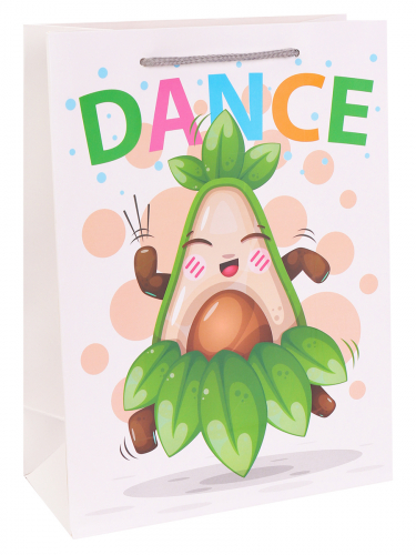 Пакет подарочный 18х24х8,5 см "Танцующий авокадо" с матовой ламинацей