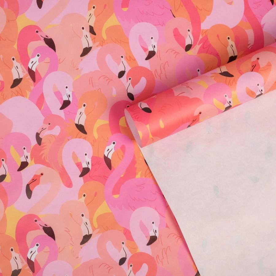 Бумага упаковочная 50×70 см, «Фламинго», крафт