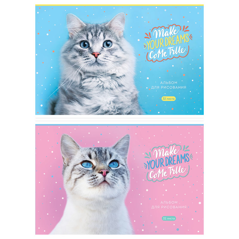 Альбом для рисования 32 л  "Питомцы. Funny cats"