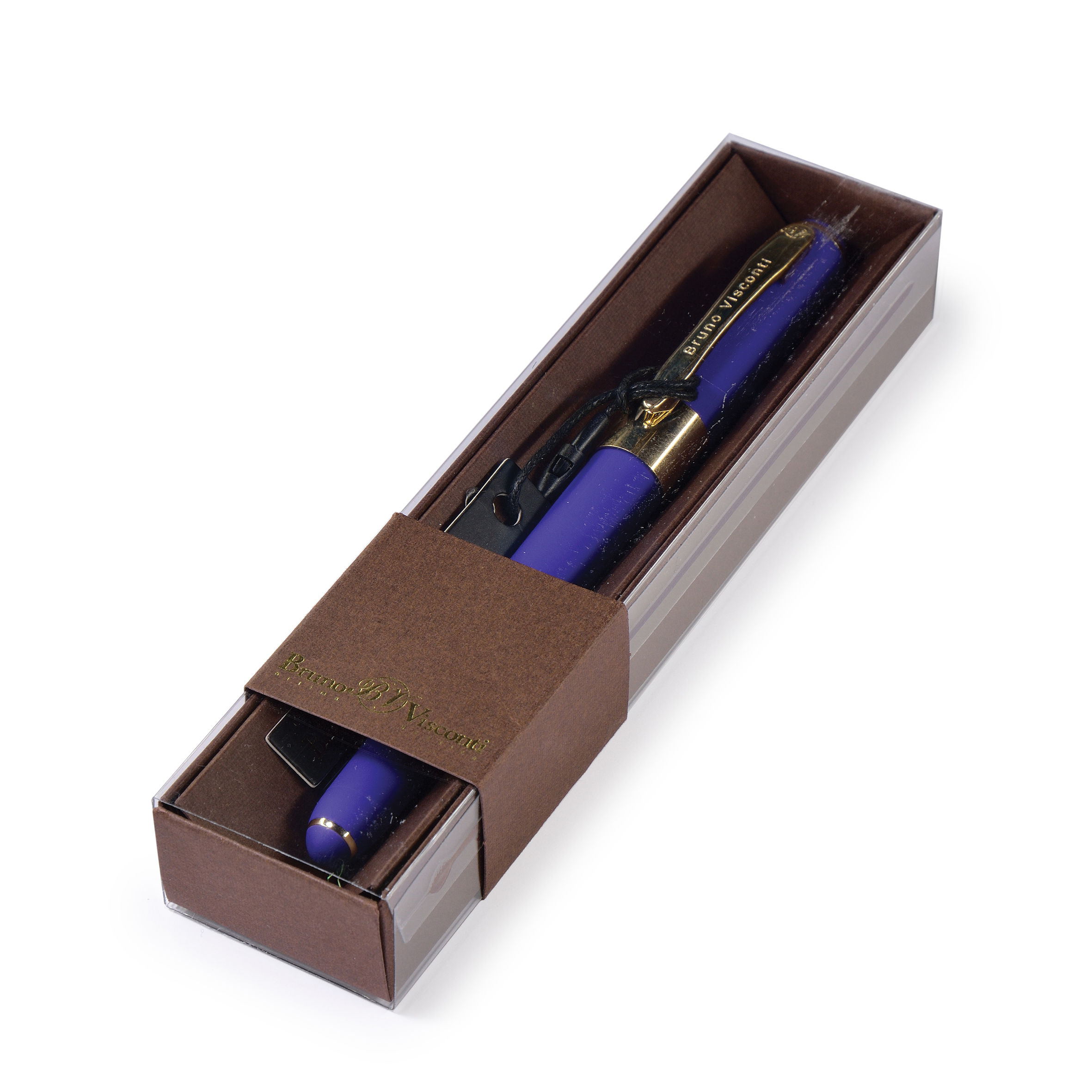 Ручка шариковая Bruno Visconti "MONACO" 0,5 мм синяя, фиолетовый корпус, коричневая коробка