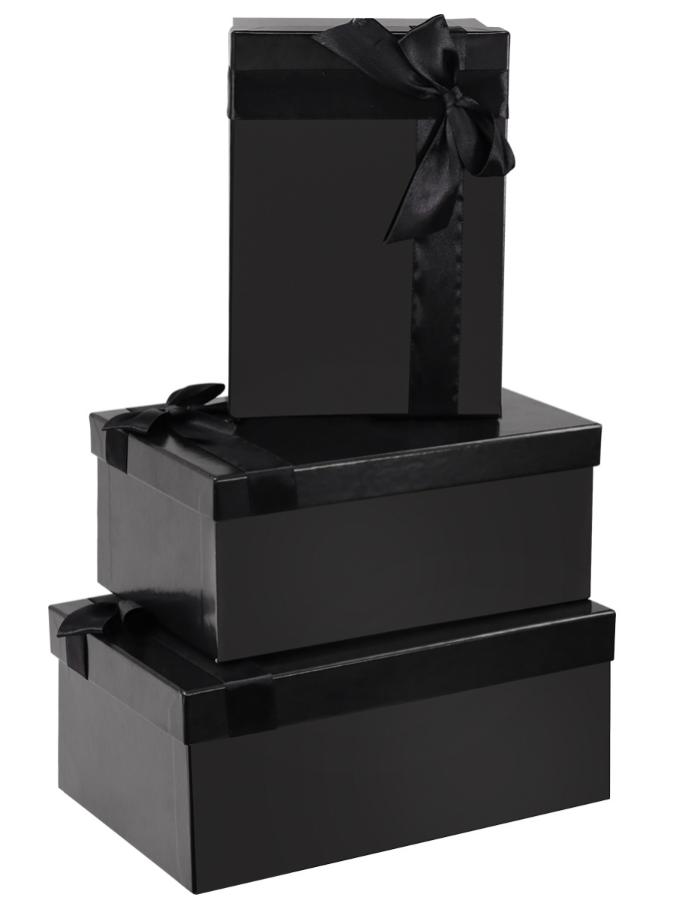 Подарочная коробка "Однотонная черная с лентой" 17 х 11 х 6 см (3)