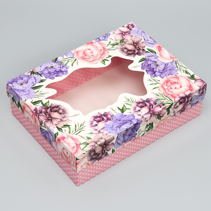 Подарочная коробка складная «Пионы», 32 × 24 × 9 см