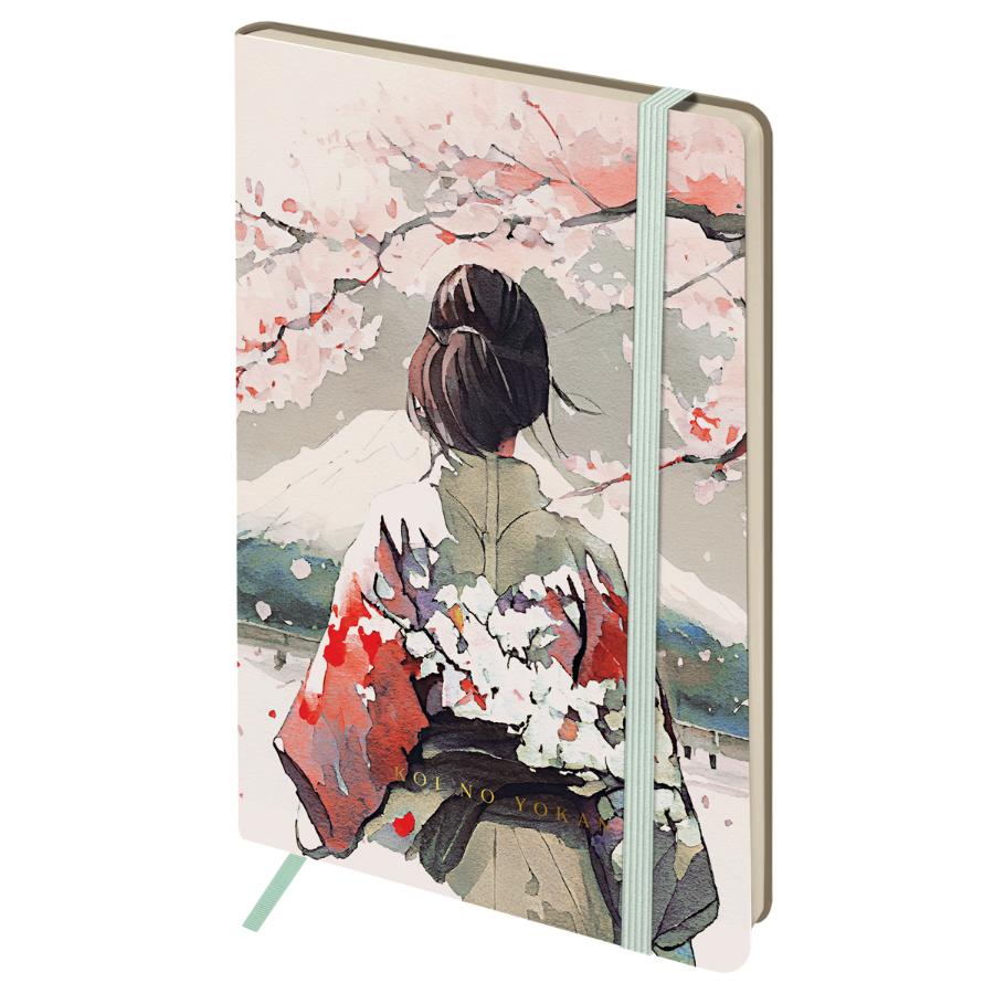 Книжка записная А5 80 л "Sakura. Wise beauty", с резинкой, блок в линию