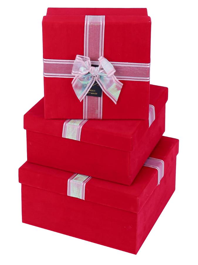 Подарочная коробка Нежная классика, красная 19 х 19 х 9 см; (3)