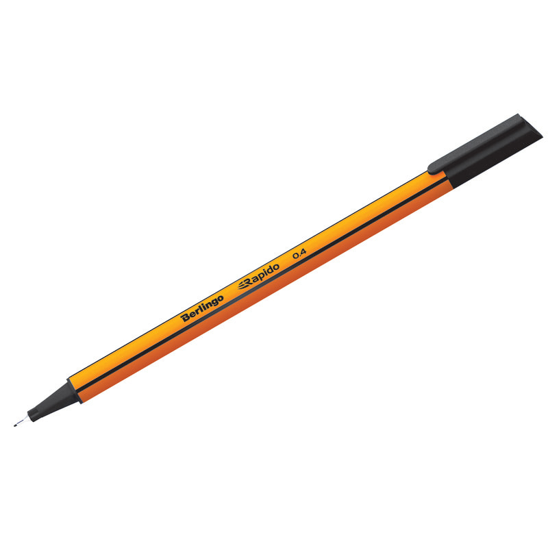 Ручка капиллярная Berlingo "Rapido" 0,4 мм, черная, трехгранные
