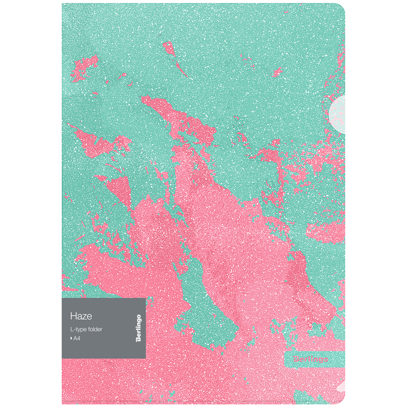 Папка-уголок А4 Berlingo "Haze", 200 мкм, мятная/розовая, с рисунком, с рисунком, с эффектом блесток